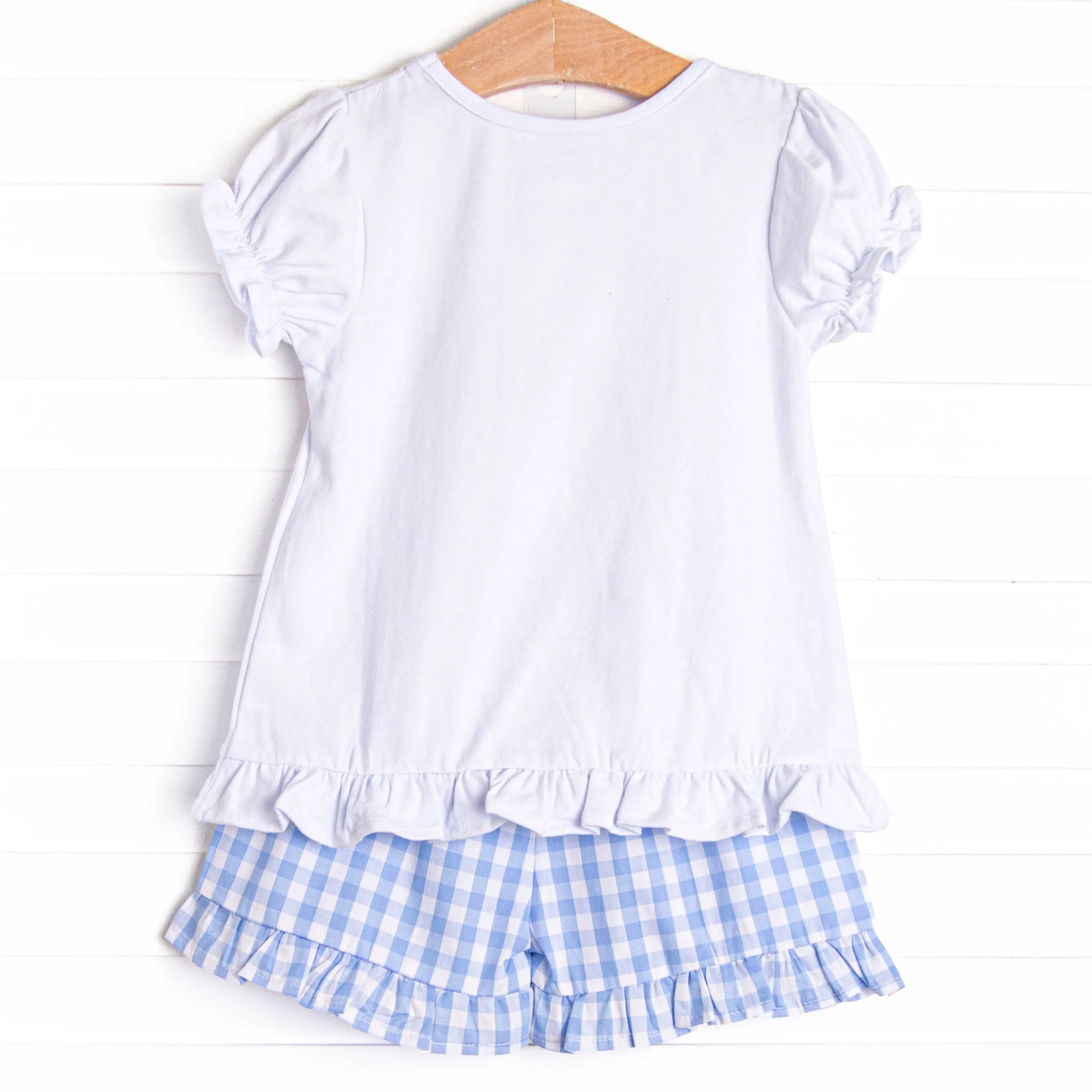 Parade'n Around Applique Ruffle Short Set, Blue