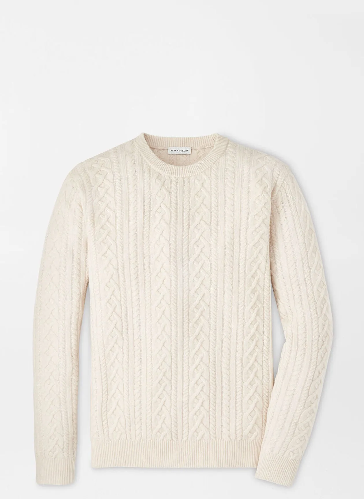 Peter Millar Mens Classic Fit Cane Crescent Full Zip Sweater - WINTER IVORY