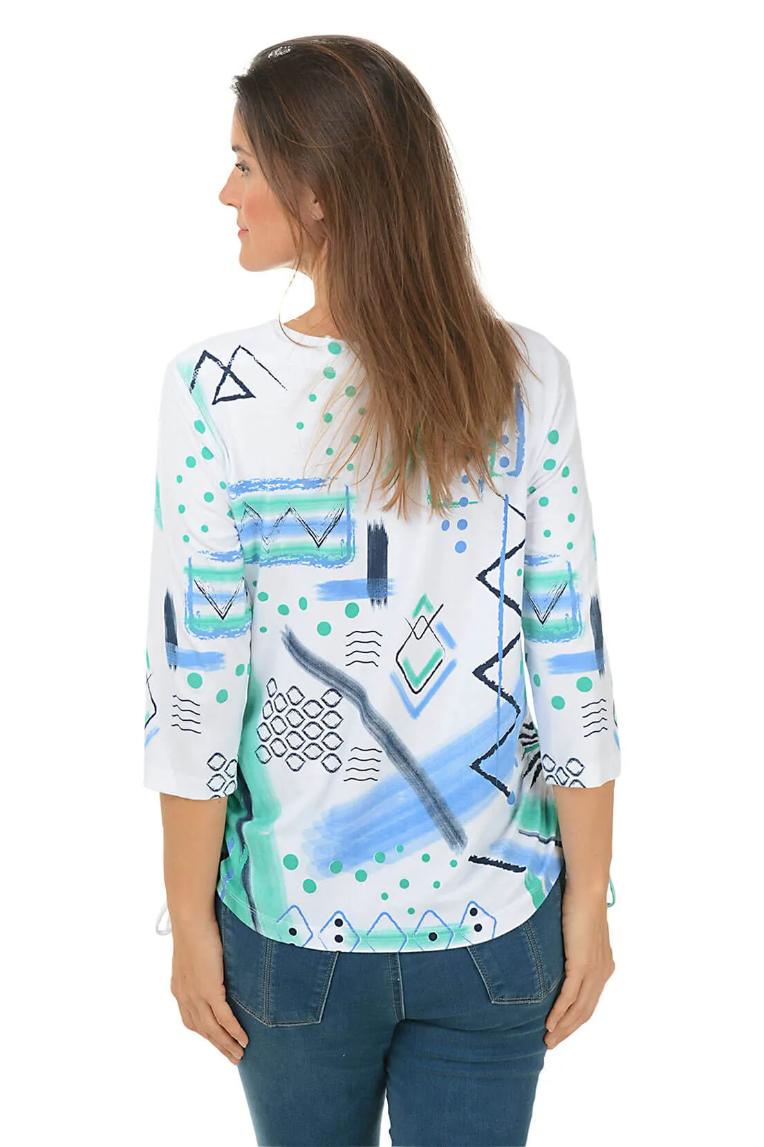 Petite Jetty Abstract Diamonds Side Shirred Top