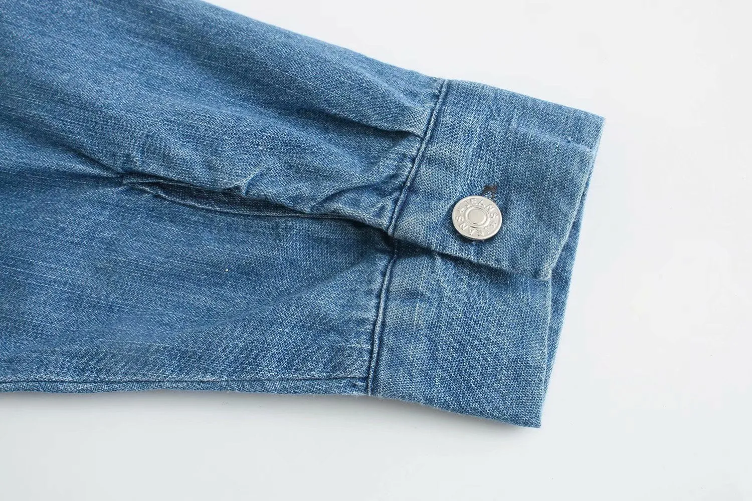 Pile Collar Single-breasted Denim Mini Dresses