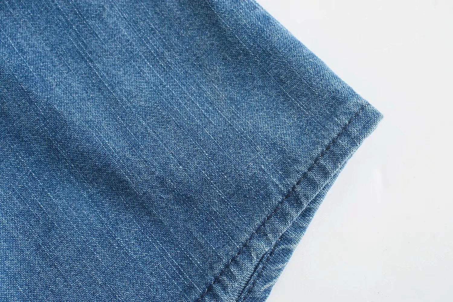Pile Collar Single-breasted Denim Mini Dresses