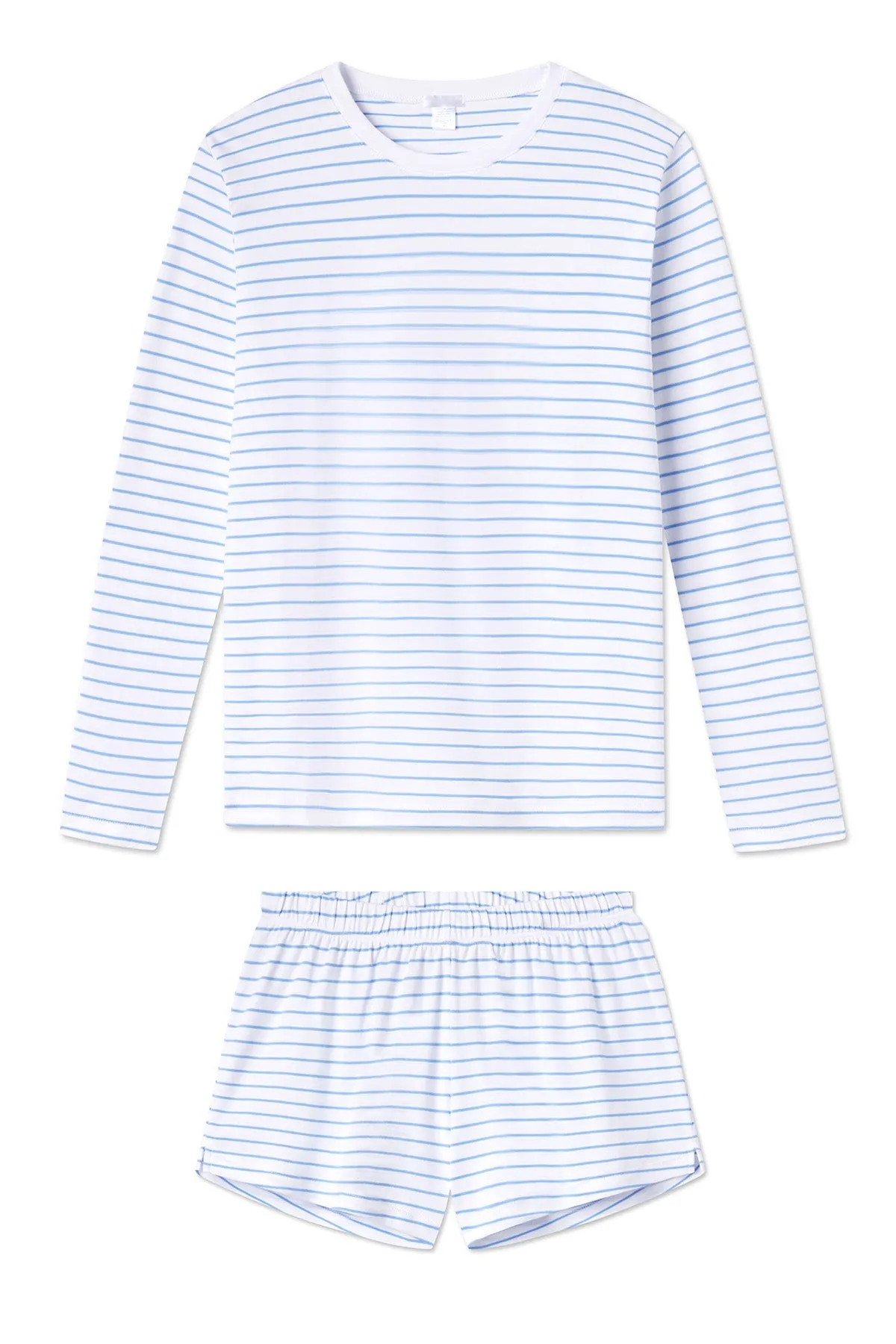 Pima Crew Long-Short Set in Baltic Blue