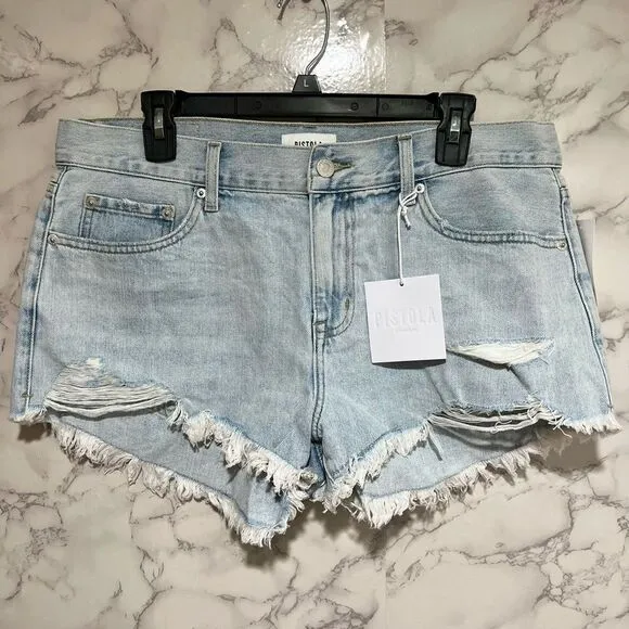 PISTOLA GIGI DISTRESSED CUTOFF DENIM SHORTS