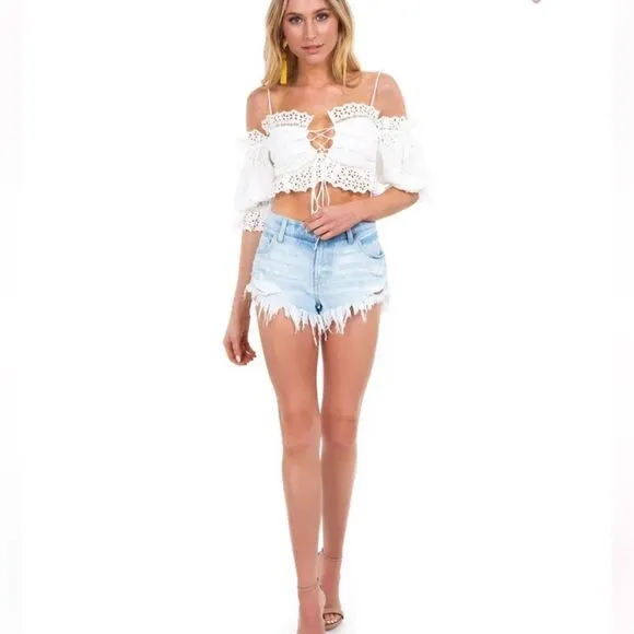 PISTOLA GIGI DISTRESSED CUTOFF DENIM SHORTS