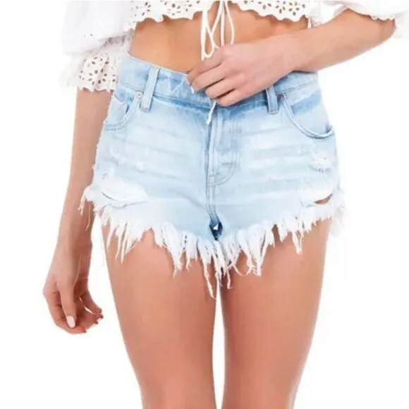 PISTOLA GIGI DISTRESSED CUTOFF DENIM SHORTS
