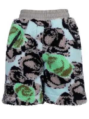 Pixel Roses-print Fleece Shorts