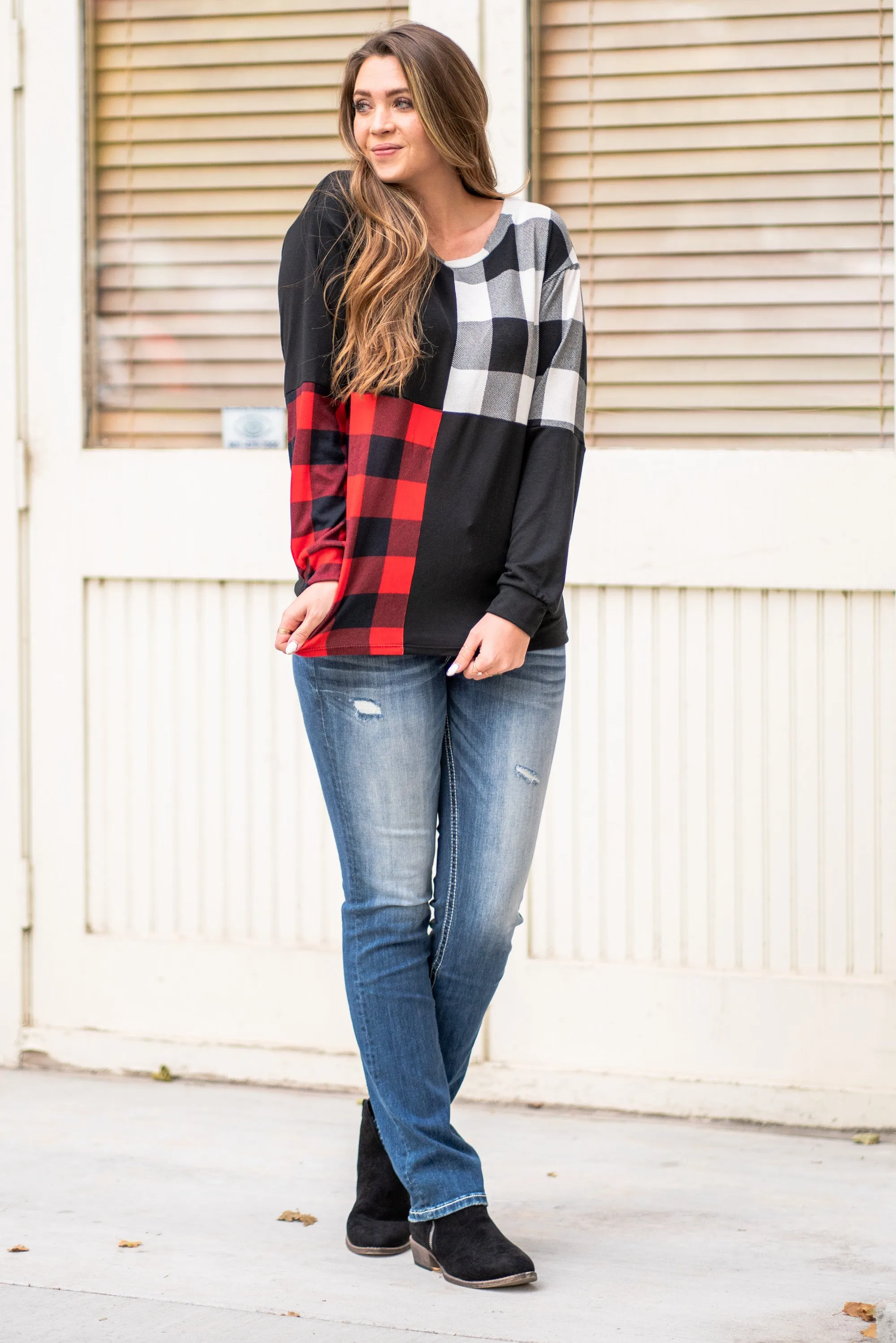 Plaid Sweater Top