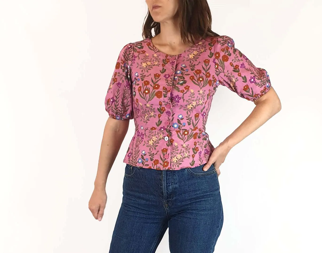 Princess Highway pink floral print top size 6 (fits 6-8)