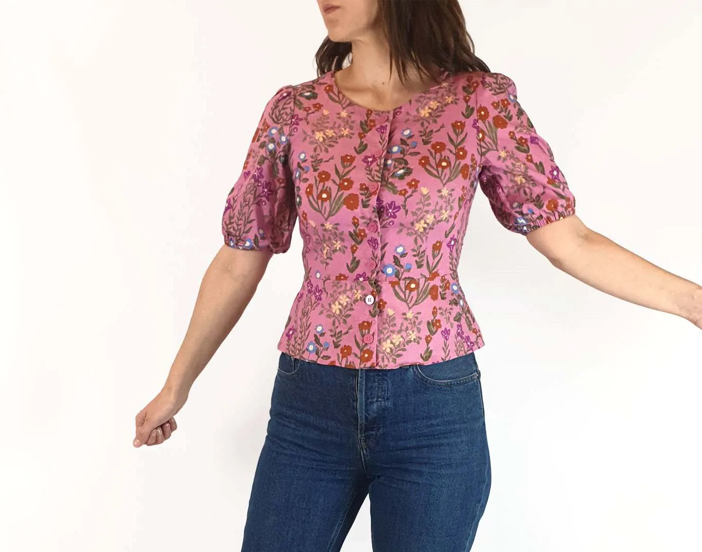 Princess Highway pink floral print top size 6 (fits 6-8)