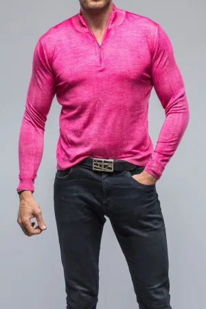 Queniin Cashmere Quarter Zip in Pink Inferno