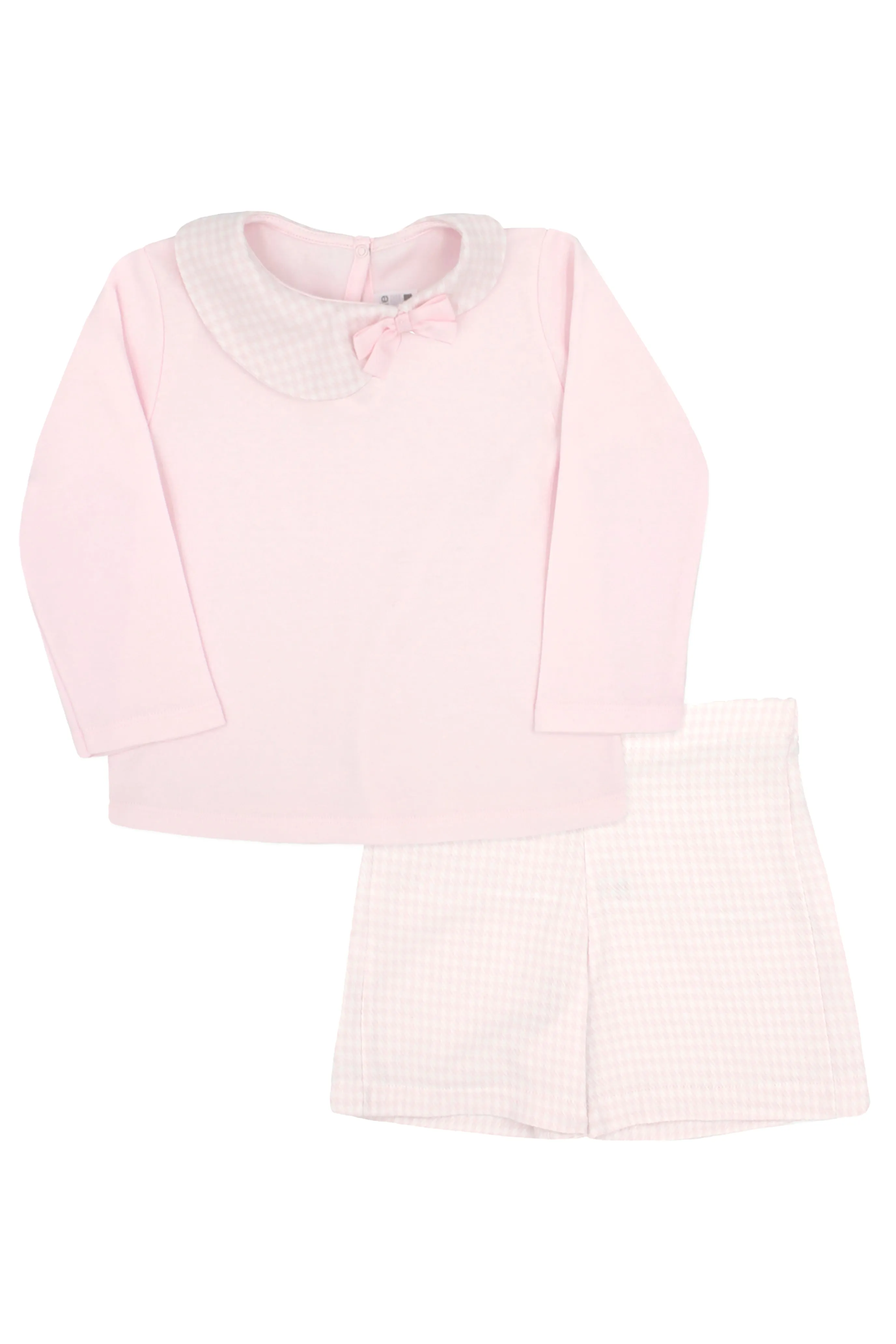 "Alison" Pink Houndstooth Top & Shorts