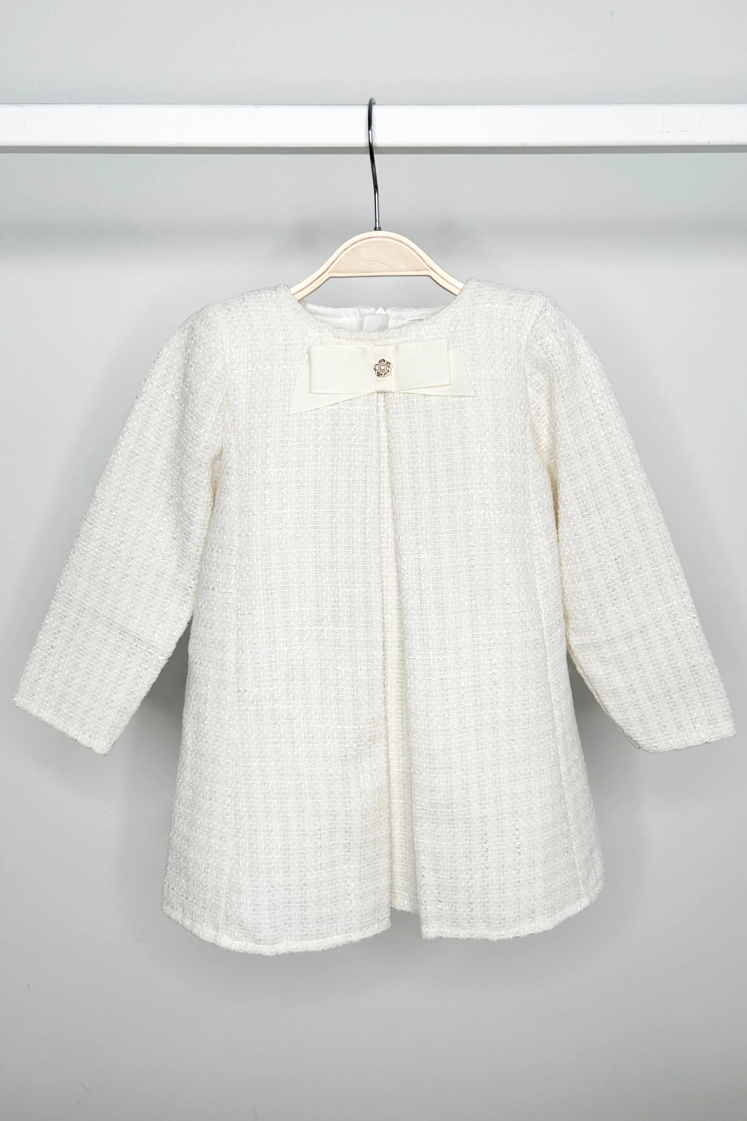 "Ayala" Ivory Shimmer Tweed Dress