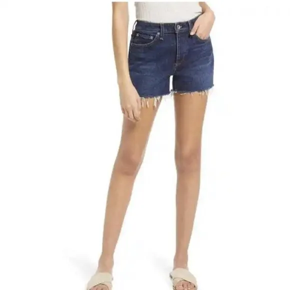 Rag &amp; Bone 3.5&quot; Dre Aster Dark Wash Cut Off Low Rise Comfort Stretch Shorts 33