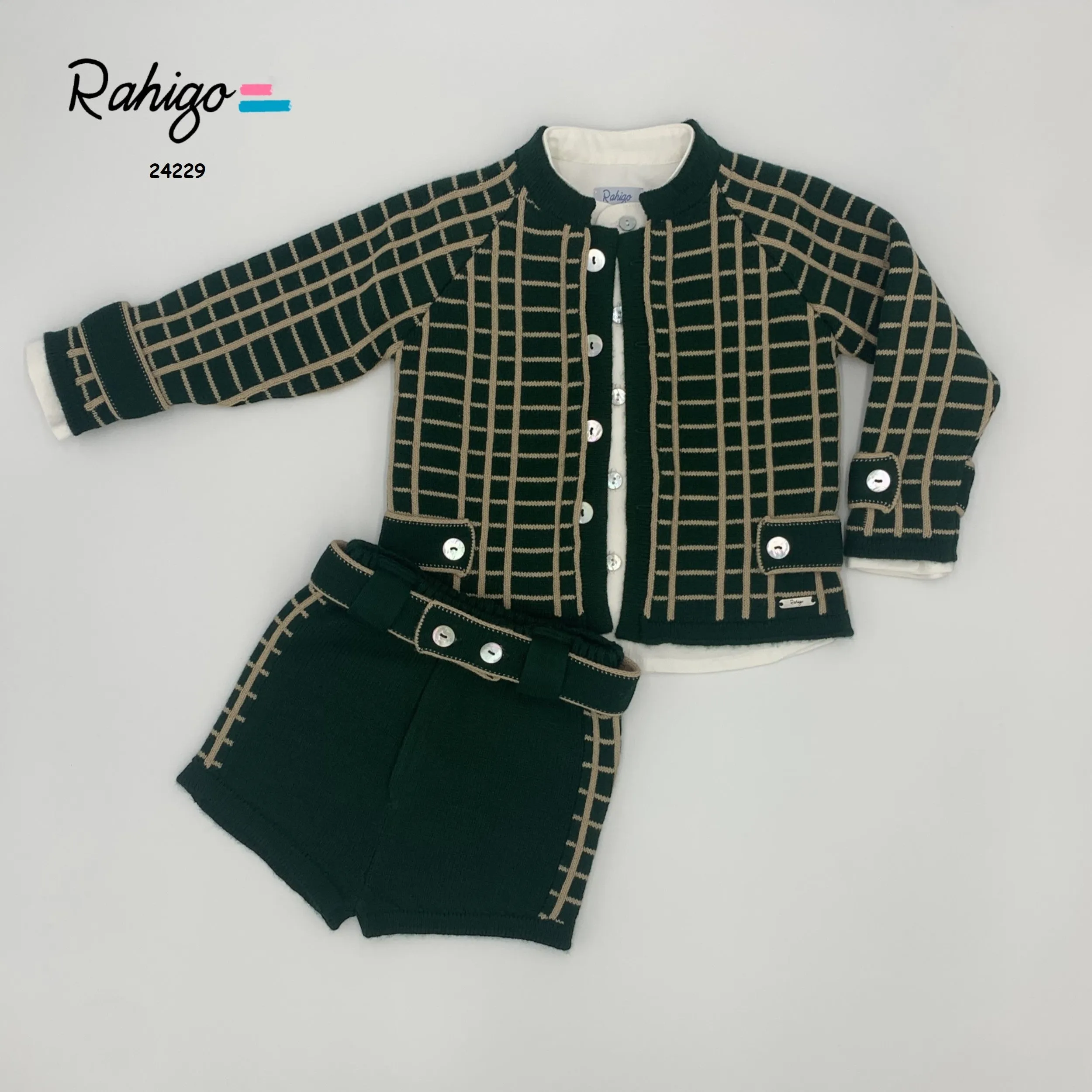 Rahigo Bottle Green 3 piece knitted short set