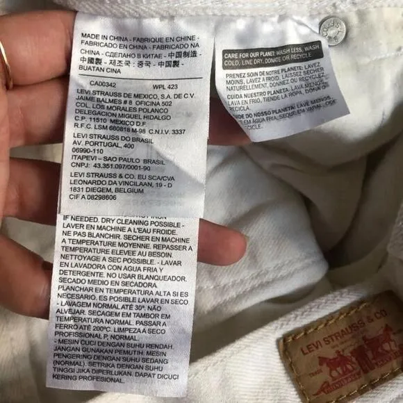 Rare Levi's White Denim Shorts w/pocket patterns