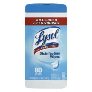 Reckitt Benckiser Disinfecting Wipes, Crisp Linen Scent, 7 x 8, 80/Canister, 89346CT
