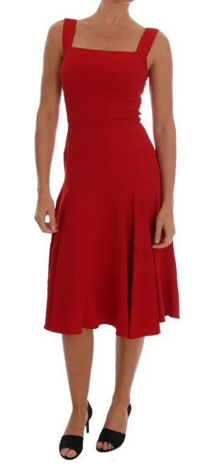 Red Shift Below Knee Gown Stretch Dress