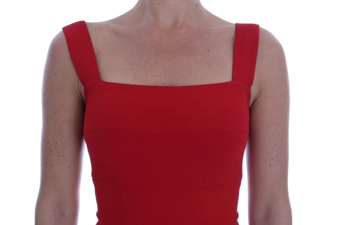 Red Shift Below Knee Gown Stretch Dress