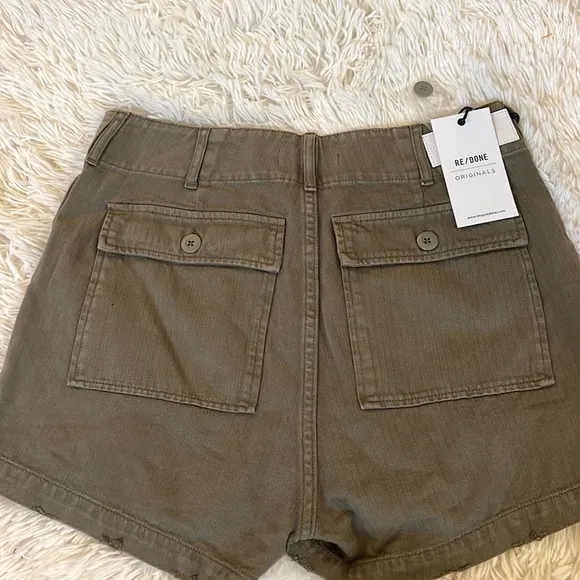 RE/DONE Originals 50s High Waist Military Short in Olive Army
