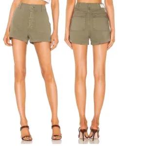 RE/DONE Originals 50s High Waist Military Short in Olive Army