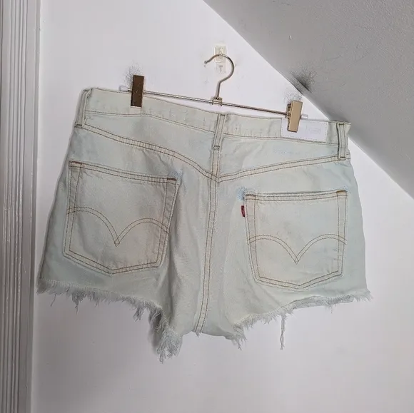 RE/DONE x LEVI'S High Rise Cut-off Cotton Denim Jean Shorts NEW Size 25