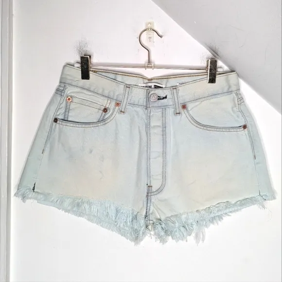 RE/DONE x LEVI'S High Rise Cut-off Cotton Denim Jean Shorts NEW Size 25