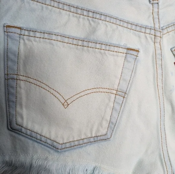 RE/DONE x LEVI'S High Rise Cut-off Cotton Denim Jean Shorts NEW Size 25