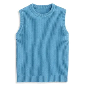 Ribbed Cashmere Blend Vest -- Blue