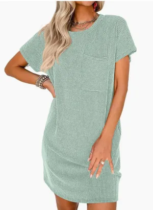 Sage Summer Casual T-Shirt Dress