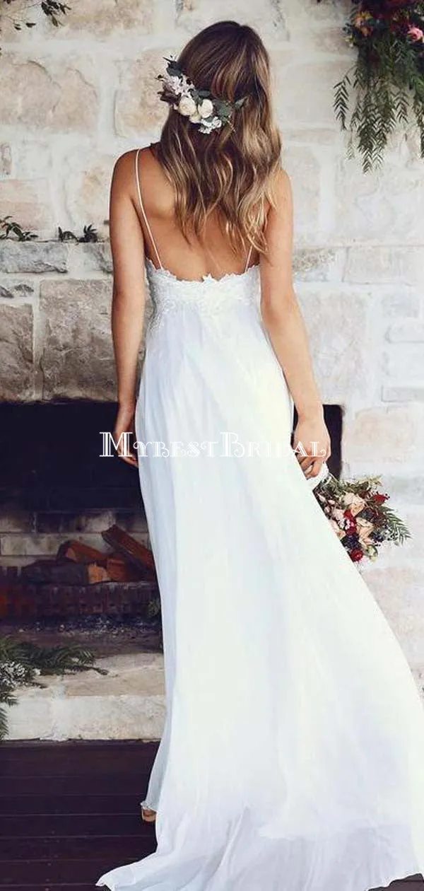 Sexy Backless Unique Casual Cheap Beach Wedding Dresses, WDY0180