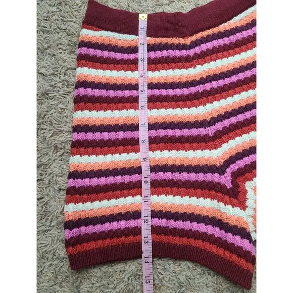 Sezane Eliam Knit Striped Cotton Shorts Size Small