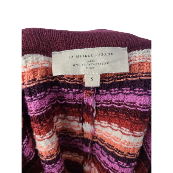 Sezane Eliam Knit Striped Cotton Shorts Size Small