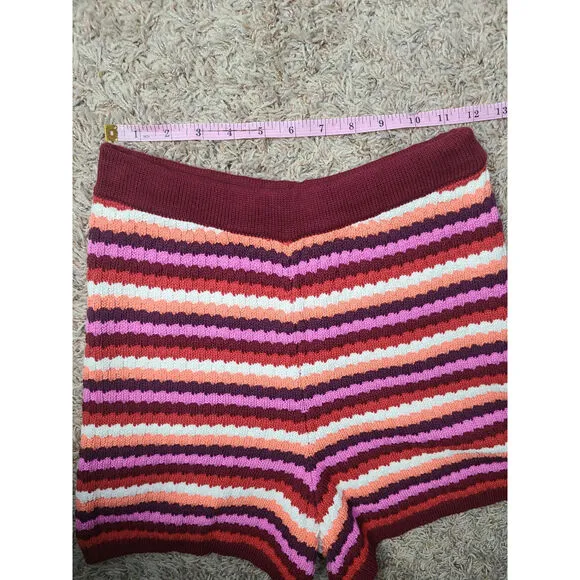 Sezane Eliam Knit Striped Cotton Shorts Size Small