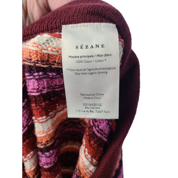 Sezane Eliam Knit Striped Cotton Shorts Size Small