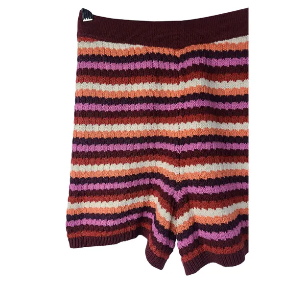 Sezane Eliam Knit Striped Cotton Shorts Size Small