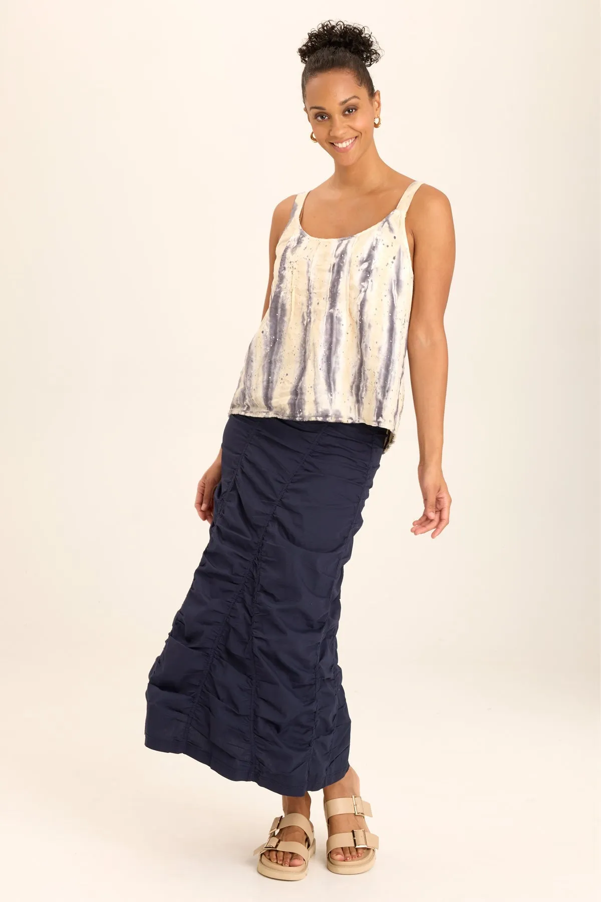 Shawnie Linen Billowy Pintuck Tank