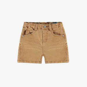 Short de denim jaune ocre à effet délavé, bébé || Ochre yellow denim shorts with faded effect, baby