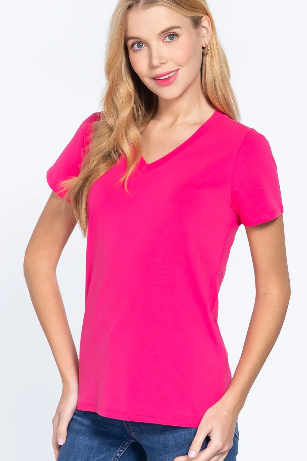 Short Sleeve V-neck Boxy Tee