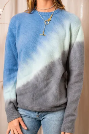 Side Dip Sweater in Black Blue