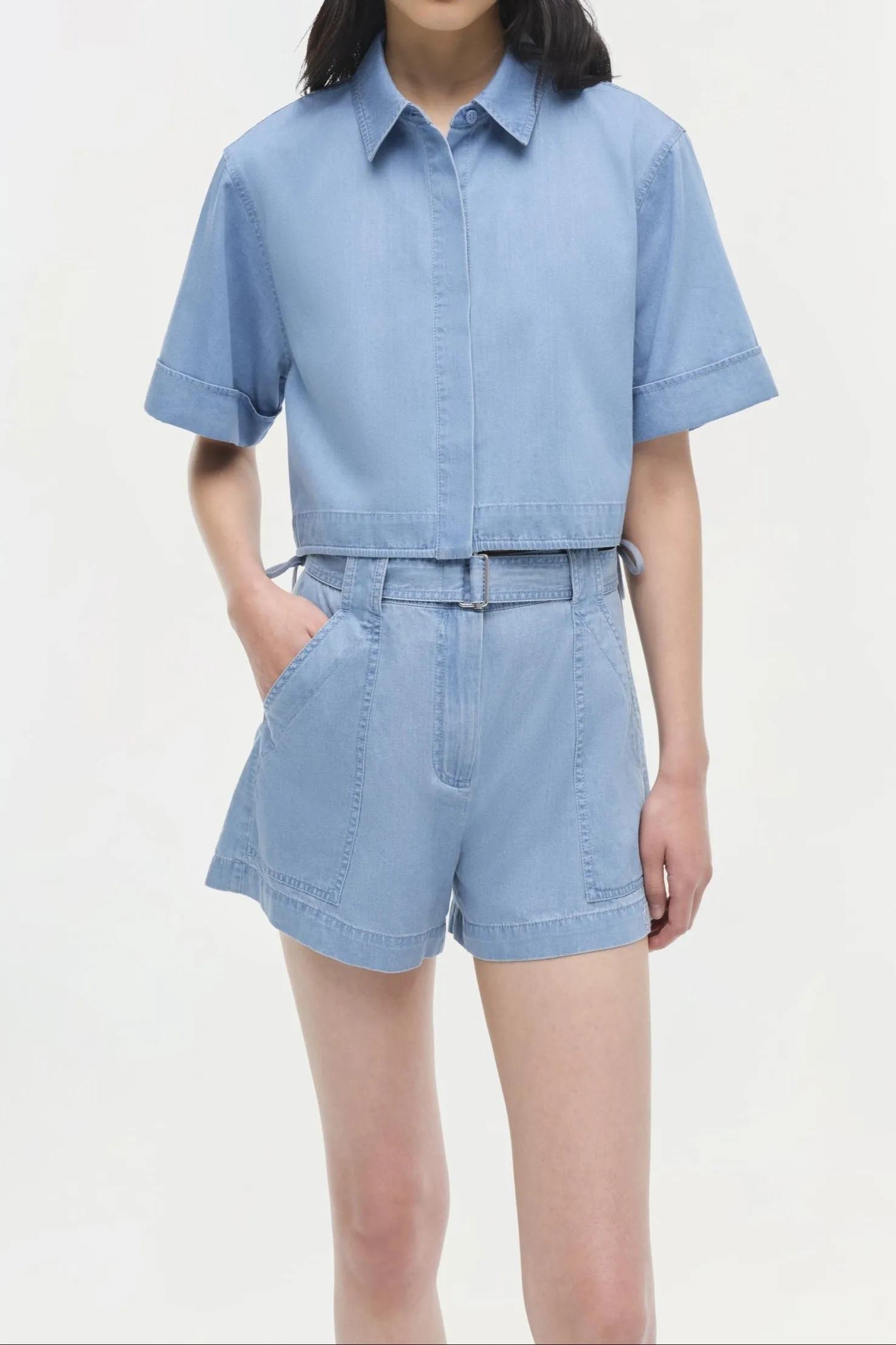 Simkhai Lourie Belted Shorts in Stratus