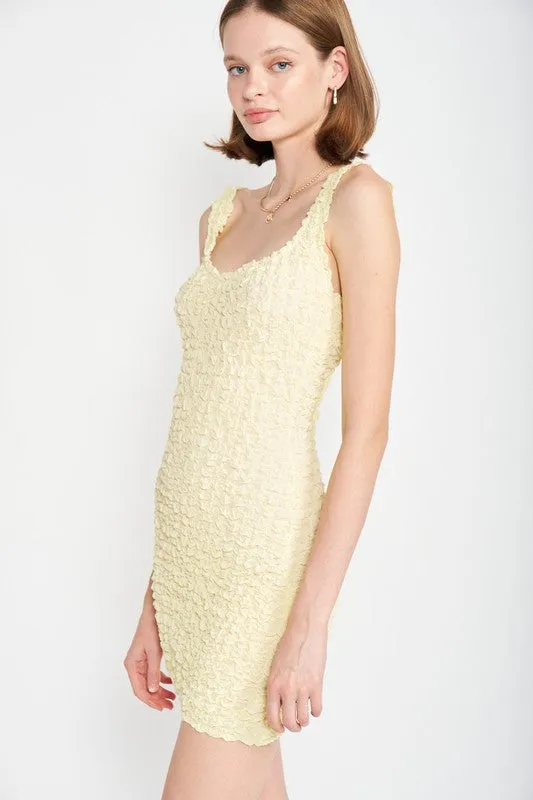 SMOCKED OPEN BACK MINI DRESS