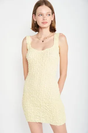 SMOCKED OPEN BACK MINI DRESS