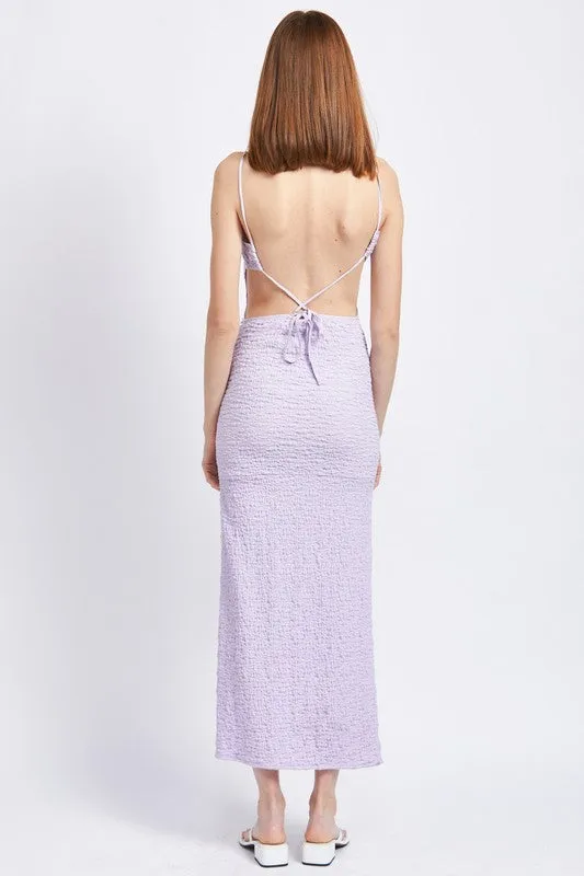 SPAGHETTI STRAP OPEN BACK MIDI DRESS