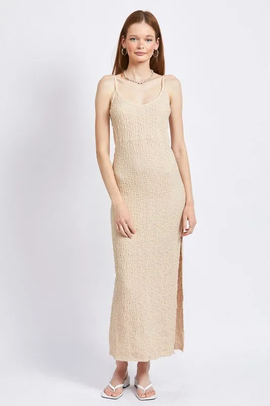 SPAGHETTI STRAP OPEN BACK MIDI DRESS