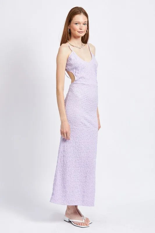 SPAGHETTI STRAP OPEN BACK MIDI DRESS