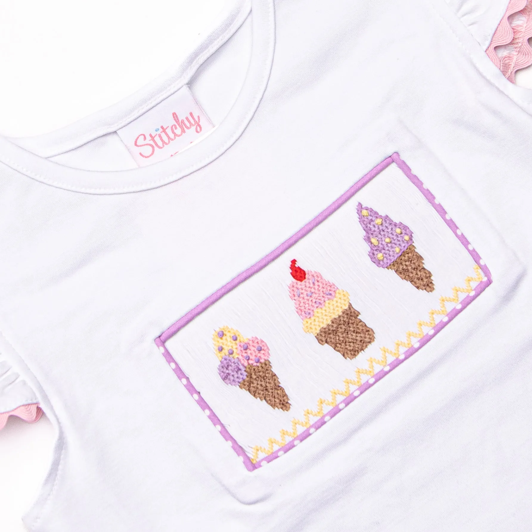 Springtime Scoops Smocked Ruffle Short Set, Purple