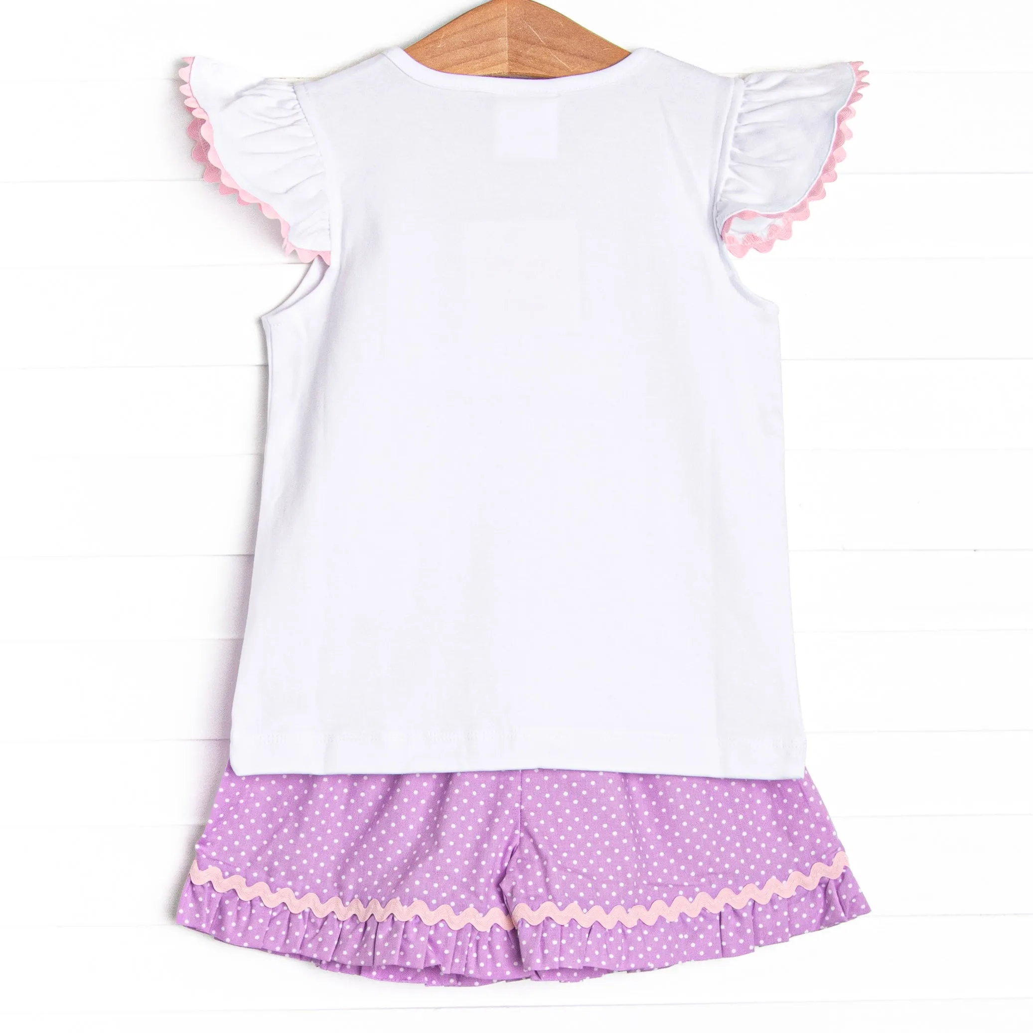 Springtime Scoops Smocked Ruffle Short Set, Purple