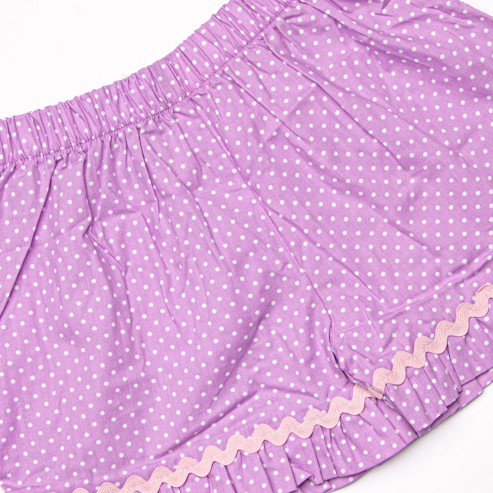 Springtime Scoops Smocked Ruffle Short Set, Purple