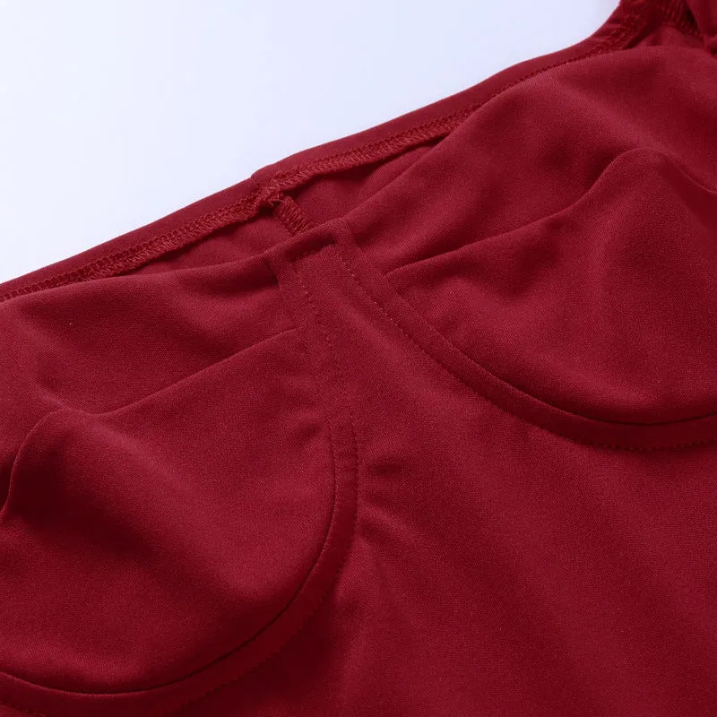 Square Collar Bubble Sleeve Slit Leg Party Bodycon Midi Dresses