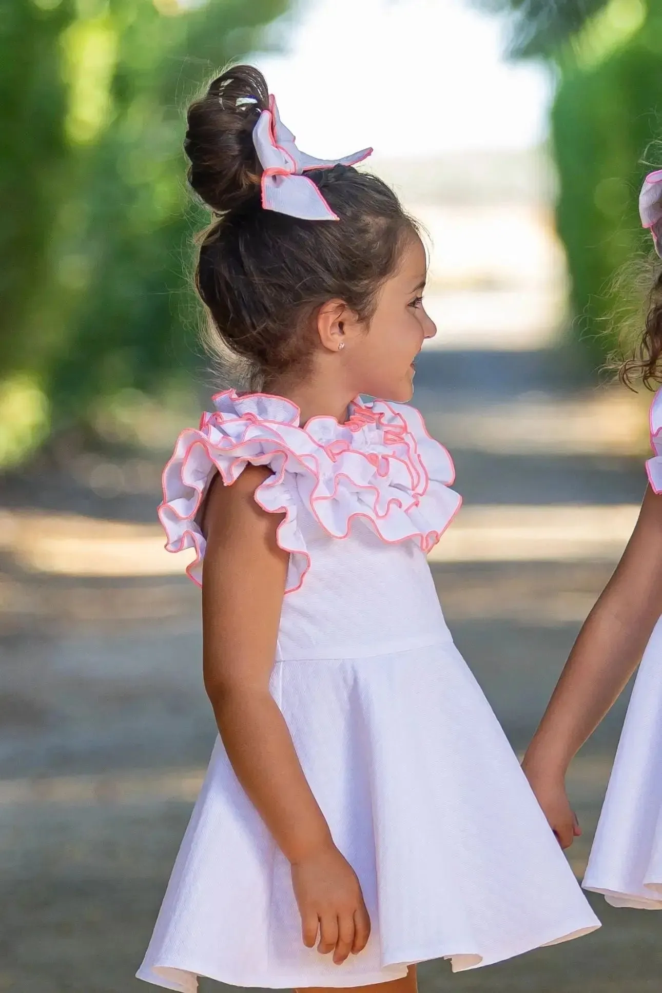 SS25 Babine Girls Neon Orange Trim Dress - Pre Order